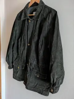 レザー ハンティングジャケット Barbour ビデイル ピッグスエード 黒色