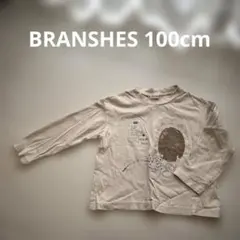 BRANSHES ベージュ 長袖カットソー 変色スパンコール付き
