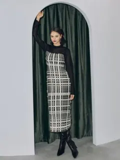 eimy istoire チェックジャガードニットワンピース