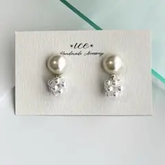 A15◆パール×つぶつぶパール　シンプル小ぶり　ハンドメイド　ピアス　イヤリングのサムネイル