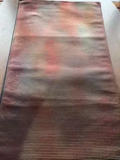 アンティーク袋帯☆B2ブラックに茶系のオーロラを重ねた幻想的なベースにライン柄