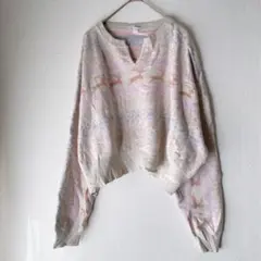 【Lサイズ】ノルディック柄 ニット セーター トナカイ柄 ピンクベージュ