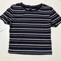 マルチボーダー リブTシャツ XXS