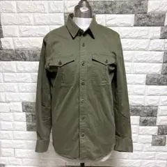 【BANANA REPUBLIC】ミリタリーワークシャツ 長袖 カーキ Sメンズ