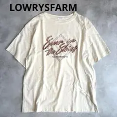 LOWRYSFARMロゴTシャツ 半袖 アイボリー プリントTカジュアルゆったり