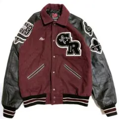 ヴィンテージ スタジャン ワッペン メルトンウール 切替 ボルドー М