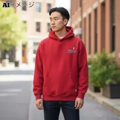USA古着RUSSELLパーカープルオーバー90sメキシコ製裏起毛レッド2XL