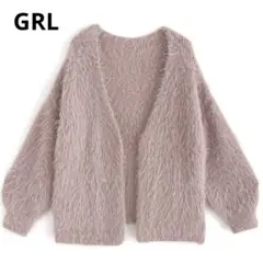 GRL フェザーニットカーディガン[kz416] ピンク