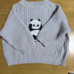 パンダ刺繍セーター 薄いグレー 90