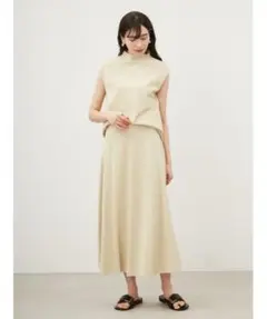 【新品】Mila Owen　ドレープデザインフレアスカートニットSET　イエロー