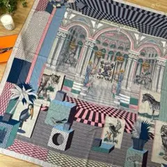 HERMESエルメス カレ140 ジェアン パッチワークの馬 カシシル ネイビー