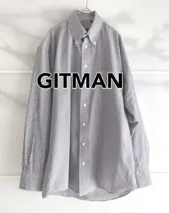 【Gitman】ギッドマン/ギンガムチェック/シャツ/紺×白/M（LL）