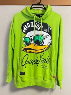 ビーワンソウル Duck dude アヒル パーカー 蛍光グリーン Mサイズのサムネイル