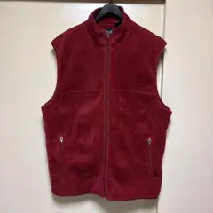 00s old GAP フリースベスト 赤 ワイン XL 紺タグ フリース
