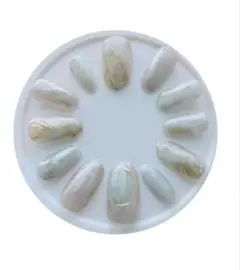 貝殻風パールホワイト シンプルキレイめ ネイルチップ12個