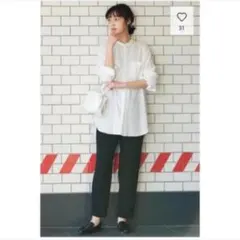 ★新品 GU ジーユー 美シルエット リネンブレンドバンドカラーシャツ