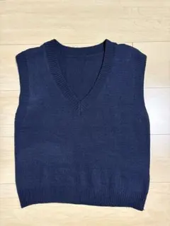 ネイビー Vネック ニットベスト