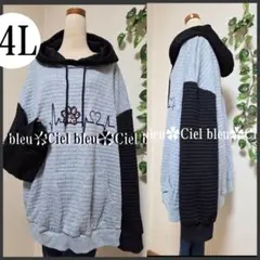 4L★胸元豹柄ブリント※ゆったり人気パーカー 大きいサイズ*レディース