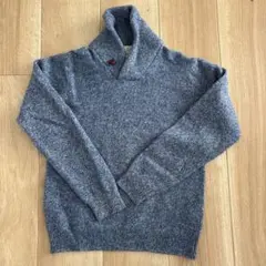 ウール混紡 青 ハイネックセーター