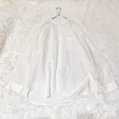 M285 【ユニクロ】コットンリネンシャツ 長袖 スタンドカラー 大きいサイズ