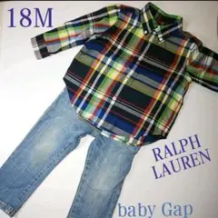 ラルフローレン ボタンダウン長袖シャツ&babyGapジーパン 18M セット