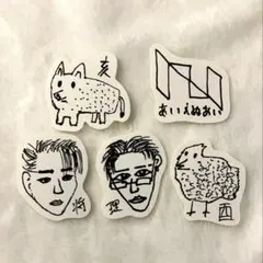 INI MJ画伯 イラスト ステッカー 5点セット