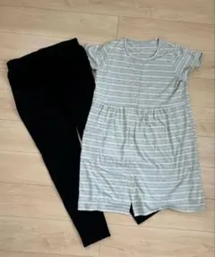 半袖マタニティ パジャマ セット M-L ストライプ