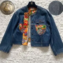 希少　ILYa LONG TEMPS/イリアロンタン　ノーカラーデニムジャケット