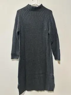 リブニットワンピース ダークグレー　レディース