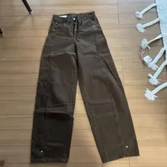 ZARA ザラ 34 パンツ ミッドライズバギー ブラウン デニム バギーパンツ