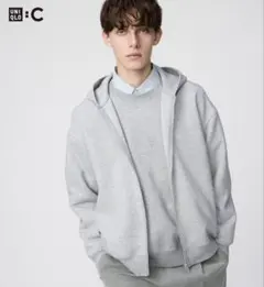 UNIQLO C ユニクロ スウェットオーバーサイズフルジップパーカ グレー