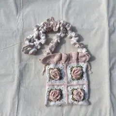 バラ 薔薇 ローズ ショルダーバッグ グラニースクエア 手編み 編み物