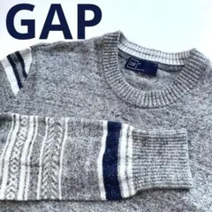美品！家でも洗えるGAPの綿混クルーネックセーターM 使い勝手◎フェアアイル柄