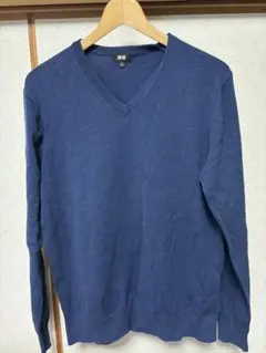 UNIQLO ウォッシャブル　Vネックセーター ネイビー　L