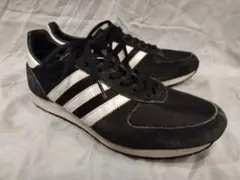 adidas スニーカー 黒x白 レザーxナイロン 24.5cm
