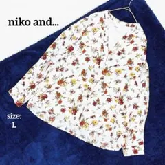 【美品】 ニコアンド 長袖 シャツ 花柄 上品 綺麗め Vネック 透け感 春夏のサムネイル