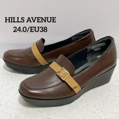 美品◆ HILLS AVENUE ウェッジソール パンプス ウェーブソール 茶系のサムネイル
