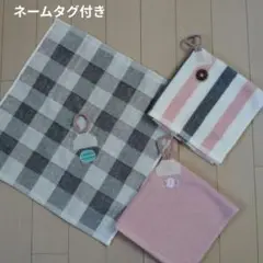 【ループ中央】ループ付きお手拭きタオル　綿100%　可愛いワッペン　ハンドメイド
