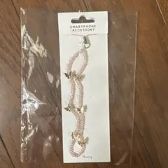 蝶モチーフ ビーズ スマホストラップ