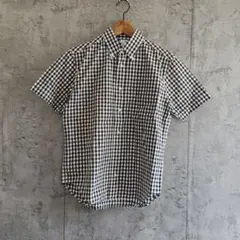 【極美品】BEAMS ビームス ギンガムチェック 半袖シャツ S 黒×白 BD