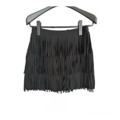 ZARA フリンジミニスカート XS 黒