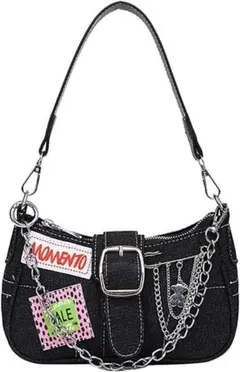 パンク バッグ ゴシック トートバッグ クール ハンドバッグ 黒 ブラック