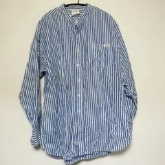 【美品】マコバ　MACOBER ストライプ バンドカラーシャツ オーバー　Fのサムネイル