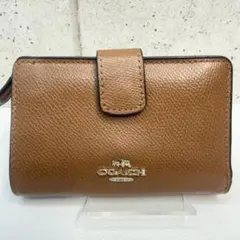 COACH ブラウン 二つ折り財布 レザー コーナージップ