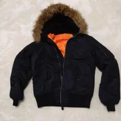 ALPHA MA-1 フライトジャケット 黒 ファー付き