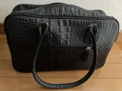 黒 クロコダイル風 ハンドバッグ