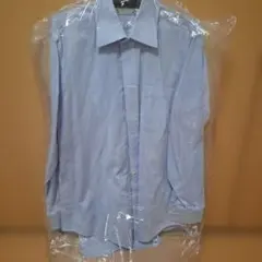 美品☆ライトブルー 無地 長袖シャツ 綿100%のサムネイル