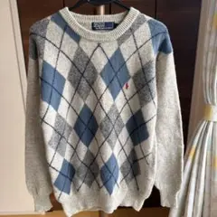 POLO Ralph Lauren 香港製 ウール100% アーガイル ニットL