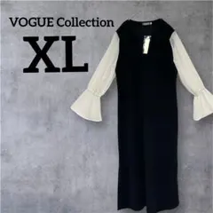 VOGUE Collection 【XL】フレアスリーブ シースルーワンピース