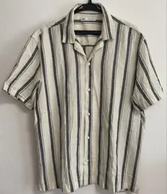美品★ZARA 半袖　開襟　ストライプシャツ XL
